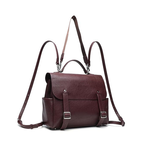 GELANNI – Shoulder Bag for Women & Girls, Premium PU Backpack & Handbag with Bottom Rivet, Comes with Adjustable & Detachable Strap, An Ideal Gift for Female - Wine